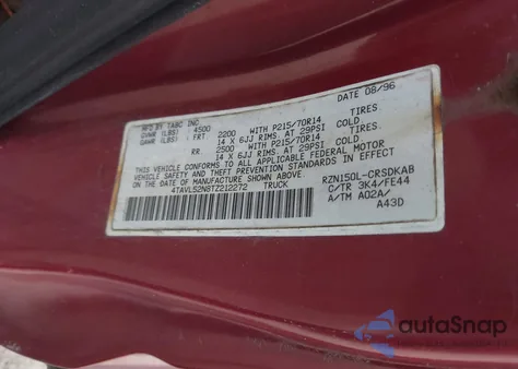 1996 Toyota Tacoma Xtracab from USA, damaged, VIN 4TAVL52N8TZ212272